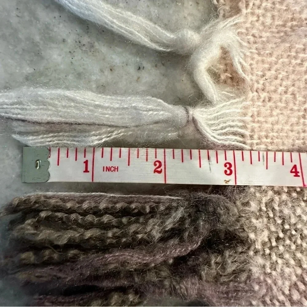 Ann Taylor Loft Plaid Knit Scarf Multicolor Fringe Trim Neck Warmer
